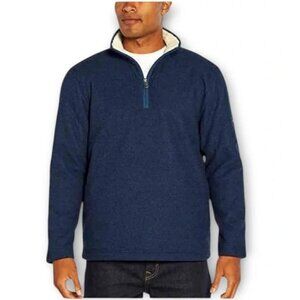 Orvis Navy Blue Cozy Fleece Lined Sherpa Quarter Zip Knit Pullover Men's Large